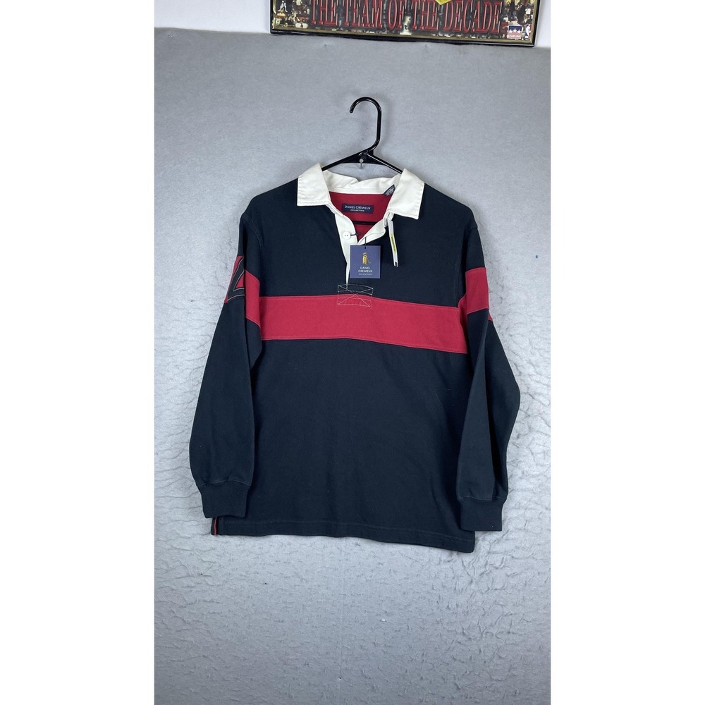 Daniel Cremieux‎ Rugby Shirt Boys 14 Blue Red Stripe Long Sleeve Top Casual